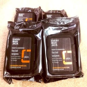 3 Pack lot EVERY MAN JACK Deep Cleansing Facial Wipes W/Activated Charcoal